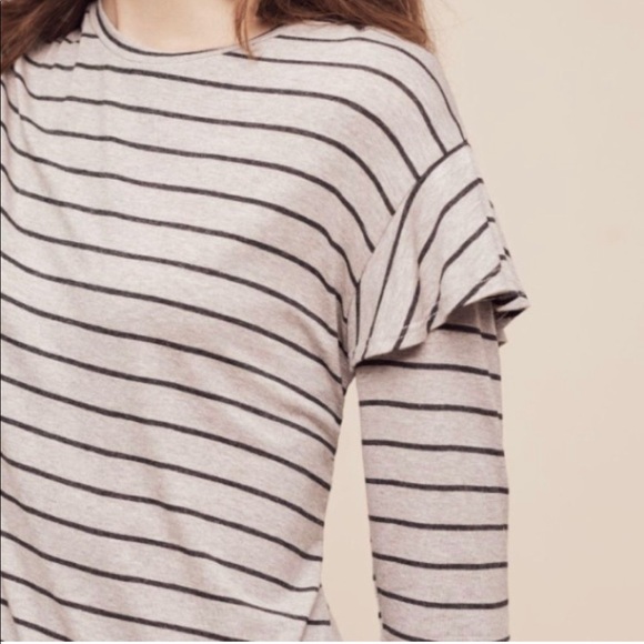 Anthropologie DOLAN LEFT COAST Grey BINNEY STRIPED Top - Picture 3 of 4